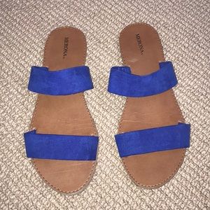 Blue suede strap sandals